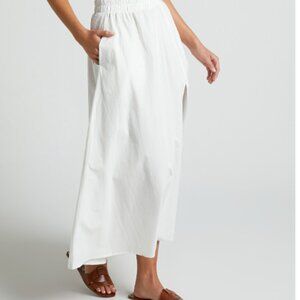 Midi Skirt - Side Split A Line Skirt in Ivory SHOWPO